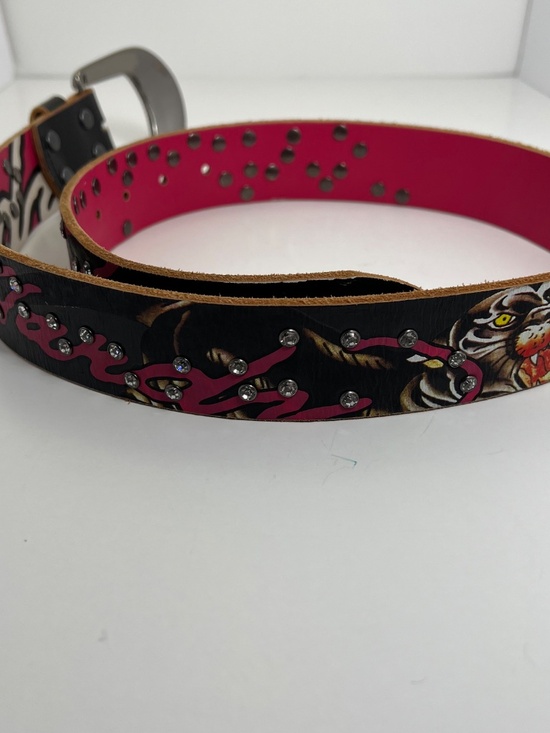 Ed Hardy Y2K Reversible Rhinestone Studded Leather Belt main image 6